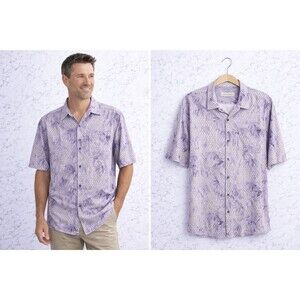 Mens Tommy Bahama Silk Shirt XL 1X  Purple Palm Print